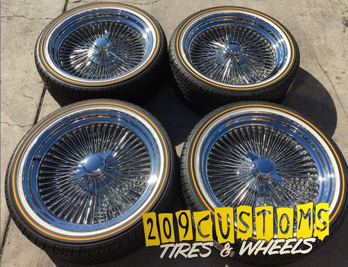 4 22" 150 CHROME SPOKES & VOGUES 265-35-22 LINCOLN TOWN CAR CONTINENTAL CADILLAC - Picture 5 of 8
