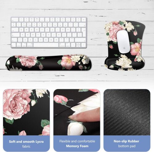 Mouse Pad with Wrist Support and Keyboard Wrist Rest Ergonomic Design Non-Slip - Picture 4 of 9