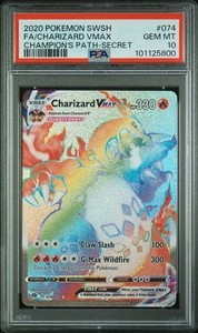Charizard VMax 074/073 Pokemon PSA 10 GEM MT Champion's Path Rainbow Secret Rare
