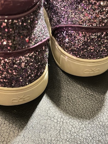 Handmade Royaums Marion Mauve Glitter Hi Top Designer Leather Sneakers UK3 EU36 - Picture 8 of 11