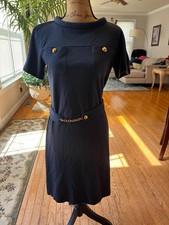 TORY BURCH NAVY CHAIN DETAIL DRESS SIZE SMALL (DR100