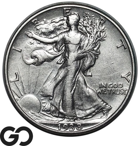 1938-D Walking Liberty Half Dollar Choice AU+ Better Date