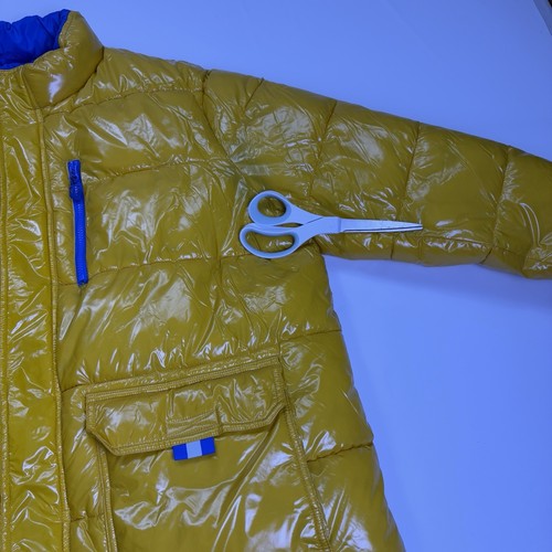 Solaris Mens 2XL Shiny Big Puffer Jacket Rain Resistant Yellow Coat Outdoor - Picture 11 of 18