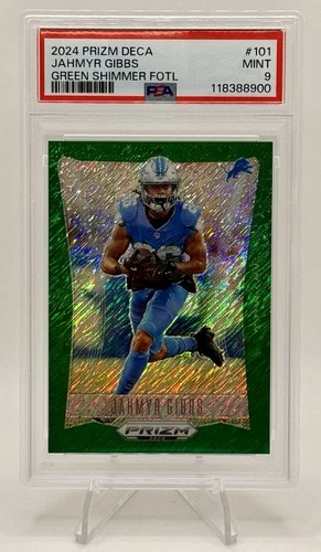 2024 Panini Prizm Deca Football Green Shimmer FOTL Jahmyr Gibbs #101