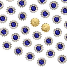 100pcs Sew on Rhinestones, 12mm Flower Claw Crystal Glass, Dark Blue