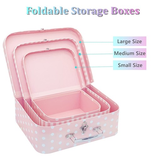 Paperboard Suitcases Set of 3 Decorative Boxes, Compatible with Barbie Storag... - Picture 4 of 7