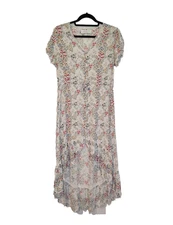 Walker & Wade Tia Floral High Low Maxi Dress Size M White Cottagecore Boho