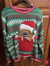 33 Degrees Sloth Christmas Tree Snowflakes Size Large Not Ugly Sweater