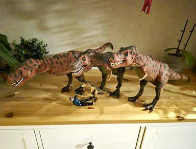 3x Jurassic Park Kenner JP09 1993 Konvolut Tyrannosaurus Rex (T-Rex)+Dennis Velo