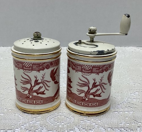 Olde Thompson by Flintridge Red Willow Pattern Salt Pepper Grinder Set ~Ceramic - Picture 3 of 15