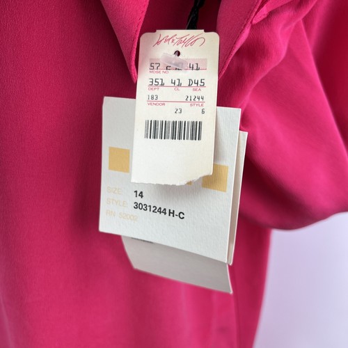 Dana Buchman Gr. 14 fuchsia rosa Seide kastig Blazer Jacke Damen Langarm - Bild 6 von 11