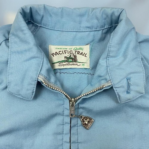 VTG 70s Pacific Trail Harrington Washington Cycling Patch Jacket YOUTH XL Blue - Picture 7 of 8