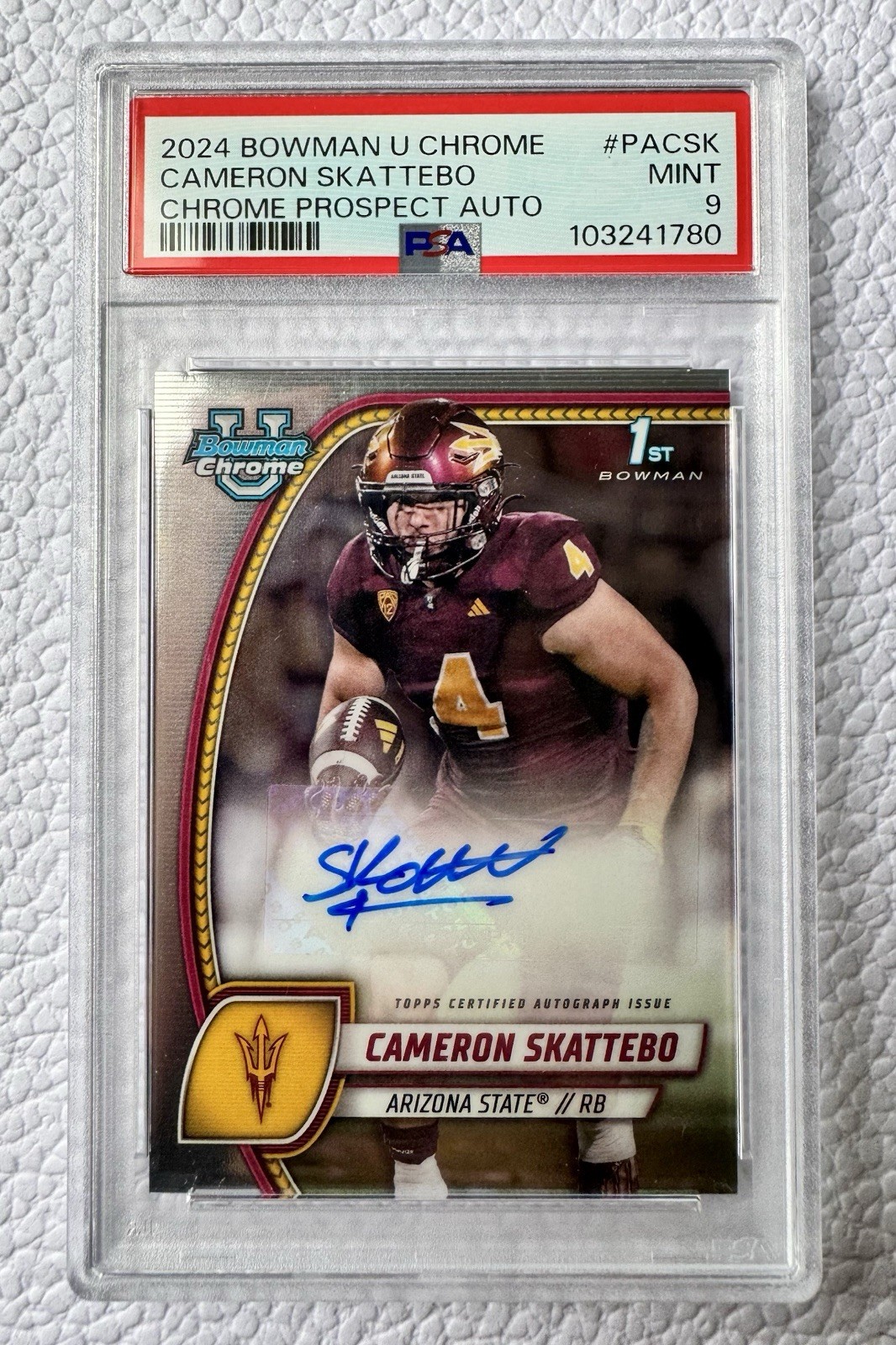 CAM SKATTEBO - 2024 Bowman Chrome University #PA-CSK PROSPECT AUTO (1ST) PSA 9