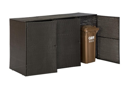 MX Mülltonnenabdeckung 3er braun Polyrattan Mülltonnenverkleidung Mülltonne