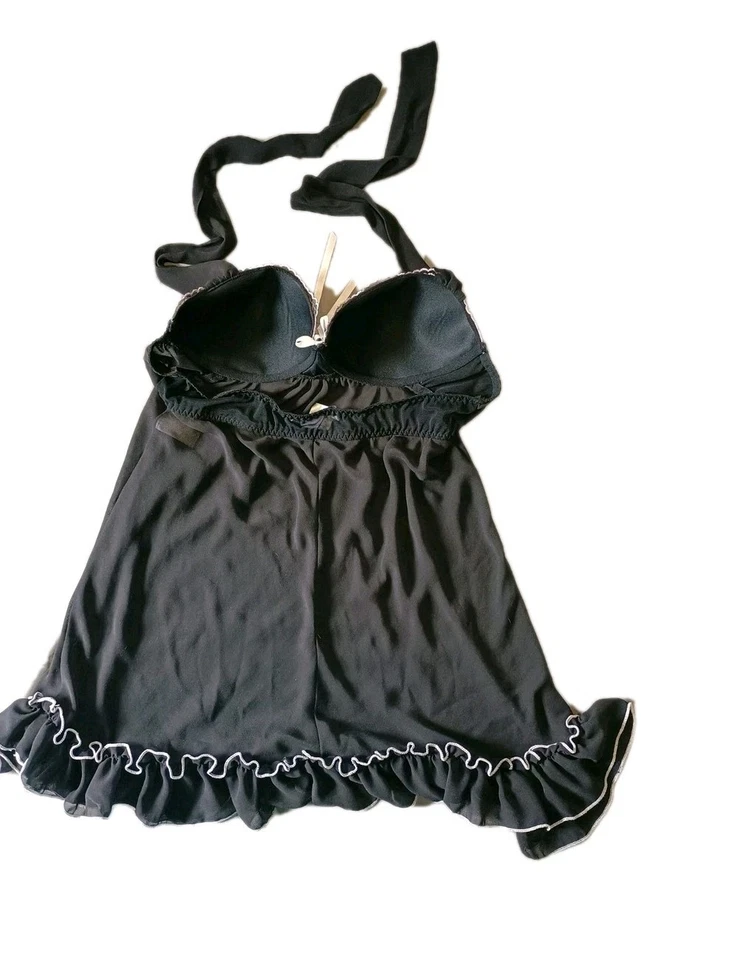 Lencería Babydoll Linea Donatella Talla M Negro Transparente Camisón Coqueta Bordada Foto 3 de 4