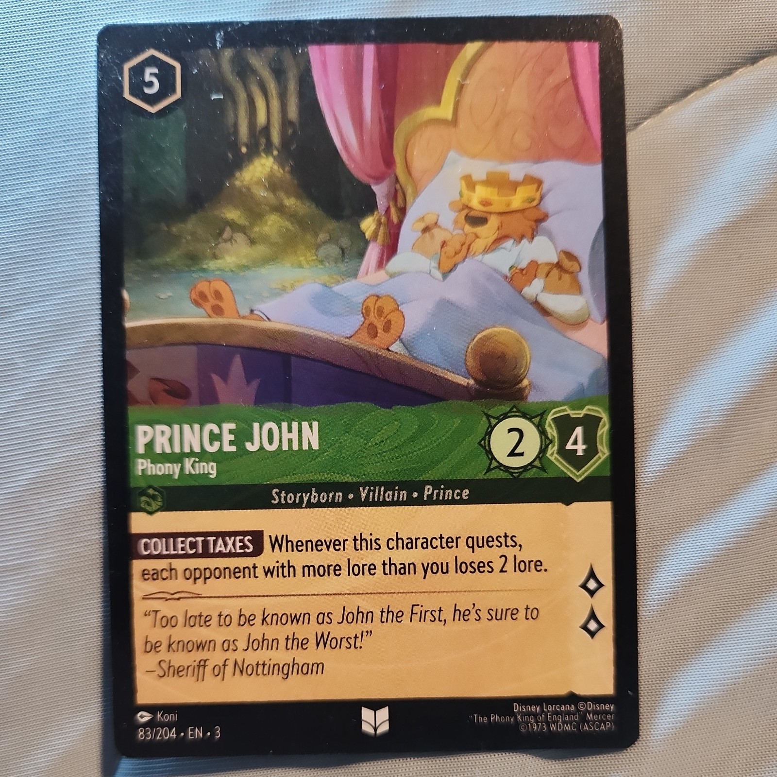 FOIL Disney Lorcana Inklands - Prince John - Phony King - 83/204 - MINT FOIL