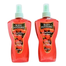 body fantasies STRAWBERRY FANTASY Fragrance Body Spray 8 oz *2 Bottles*