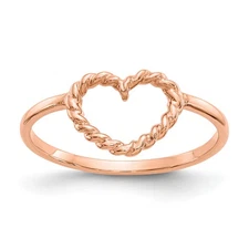 14k Rose Gold Polished & Textured Heart Ring K5749