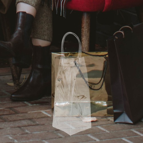 10 PZ Borsa in PVC Shopping Trasparente Sacchetti Festa Liquore per Bomboniere da Viaggio - Foto 8 di 12