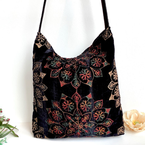 Handbag Ladies Cross Body Embroidered Velvet Messenger Bag Women Boho Bags - Picture 2 of 8