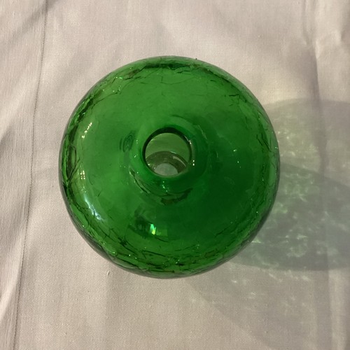 Vintage Handblown Apple Crackle Green Glass Fruit Fly Trap Removable Stem 4” - Picture 3 of 6
