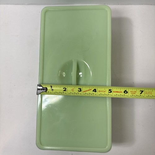 Vintage McKee Jadeite Rectangular Refrigerator Bowl with Lid 5x10 Inch - Picture 6 of 8