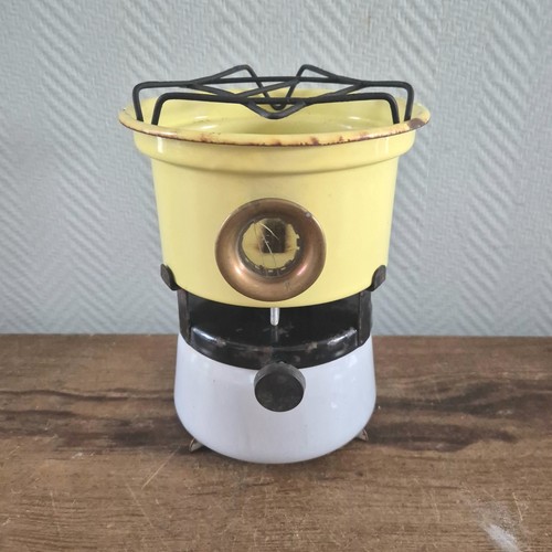 Vtg. Enamelware Kerosene Stove Enamel Cooker Paraffin Burner yellow Campstove  - Picture 1 of 7