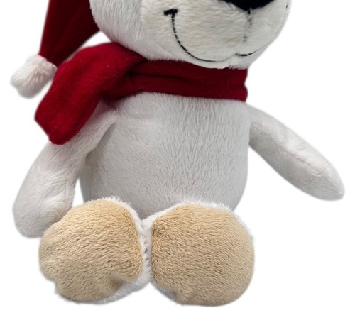 Kinder Joy Christmas White Polar Bear Plush Stuffed Santa Hat Scarf Teddy 9” - Picture 6 of 7