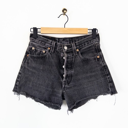 Levi's 501 Denim Shorts Washed Black Grey W28 Reworked Jeans Vintage - Picture 11 of 20