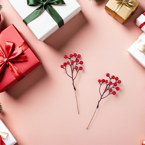  20 Stück Gefälschte Rote Beeren Weihnachten Spray Künstliche Beeren Blumenstiele - Bild 3 von 12