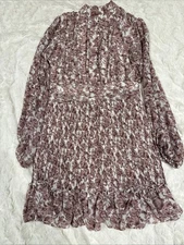 Ivy City Co x Lindsay Arnold |  Brynley Dress Floral Pink High Neck Size L