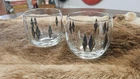 Vintage Federal Glass MCM Gold Black Harlequin Roly Poly Atomic Set 2 Barware