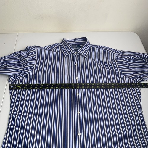 Polo Ralph Lauren Dress Shirt Mens Large Blue Striped Curham Sport Long Sleeve - Picture 6 of 11