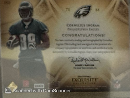 2009 Exquisite Collection Signatures 90/99 Cornelius Ingram #150 Rookie Auto RC - Picture 2 of 3