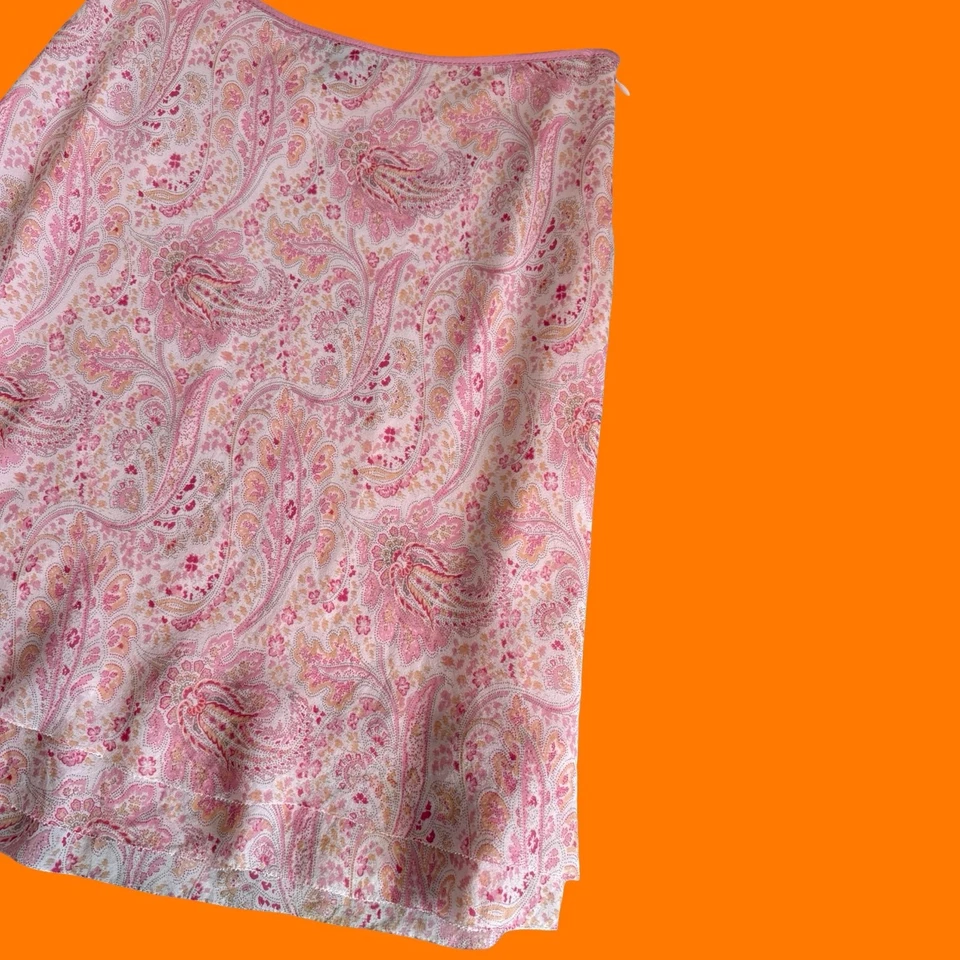 Falda vintage años 90 00 paisley floral 100% seda gasa y2k talla 4 ann Taylor Foto 4 de 4