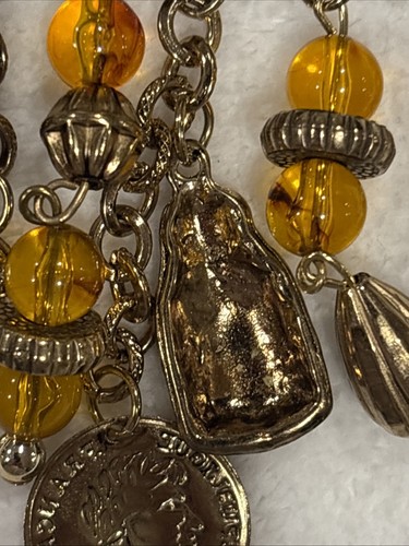 (4) VTG Republique Francaise Faux Coin Amber Dangle Brass Gold Tone Lg Findings - Picture 14 of 15