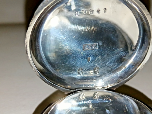Vintage Damen 0,935 Silber Schlüsselaufzug Emaille Faced Taschenuhr, nicht läufer - Bild 8 von 8
