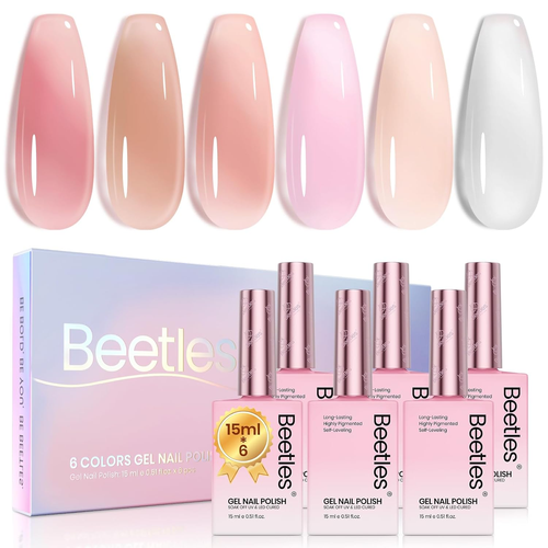 Esmalte gel jelly Beetles 6 colores 15ml rosa de nude blanco DIY salon hogar - Picture 10 of 12