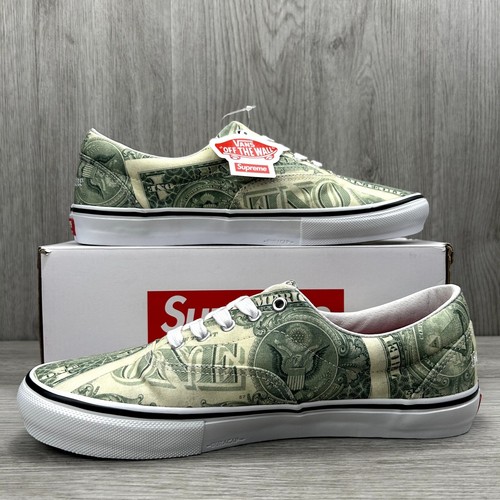 Supreme Vans Dollar Bill Skate Era Green Mens 12 Canvas Sneakers Shoes New - Picture 2 of 12