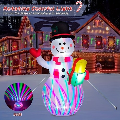 5ft Inflatable Snowman with Colorful LED Lights – Outdoor Christmas Decoration - Picture 5 of 10