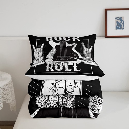 Set Biancheria da Letto Chitarra Doppia Musica Rock Set di Biancheria da Letto Grunge Guida Elettrica... - Foto 4 di 6