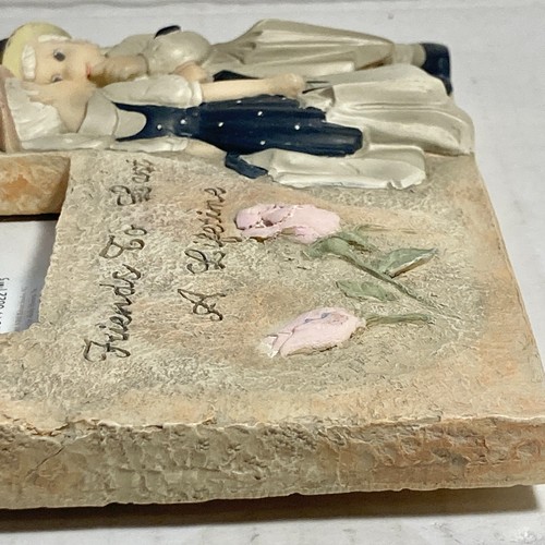 Vintage Kim Anderson FRIENDSHIP Picture Photo Frame Heavy Resin 2.5X2.5" Roses - Picture 9 of 11