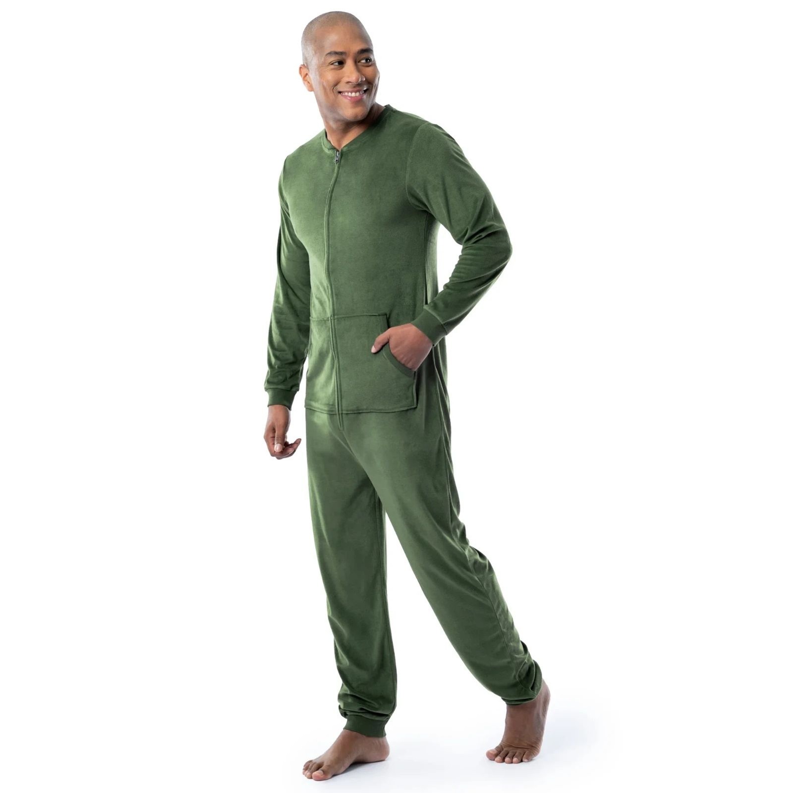 Fruit of the Loom Men&rsquo;s Solid One Piece Pajama Union Suit &ndash; Green &ndash; Size XL New