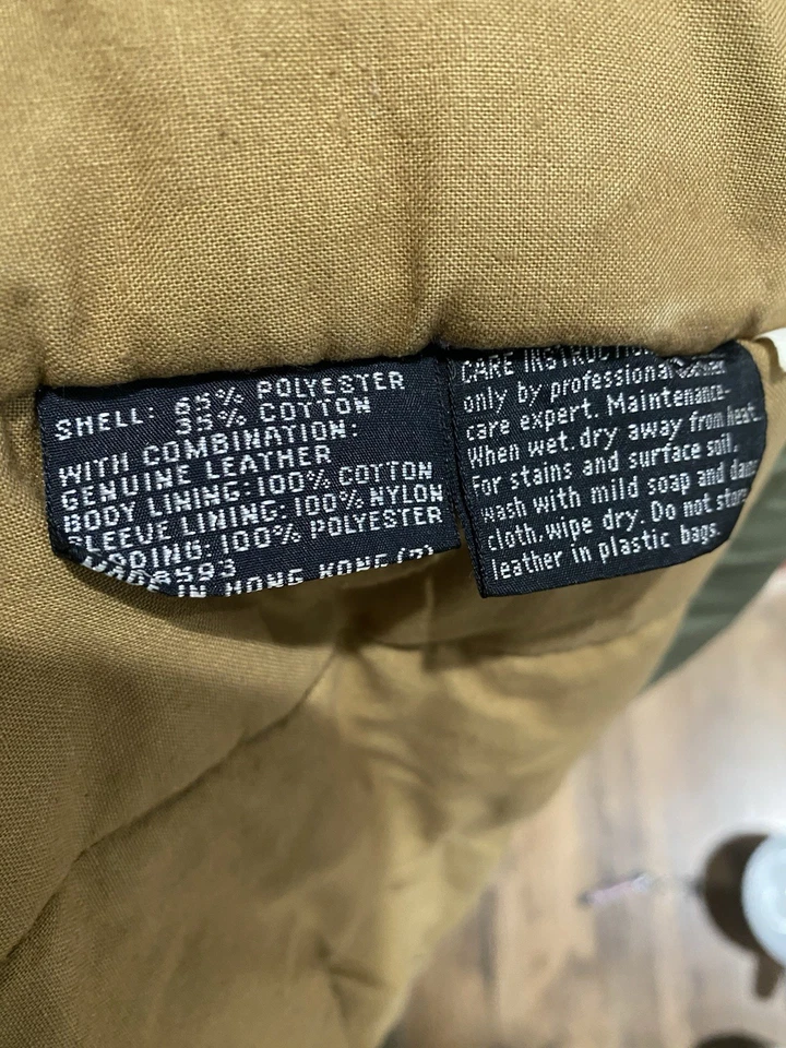 复古仅限会员外套橄榄绿色棉聚乙烯混纺真皮 44L — 第 4/4 张图片