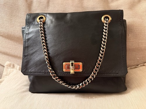 Iconic Vintage Lanvin “Happy” Bag Black Soft Calfskin Chain Strap Quiet Luxury - Picture 8 of 13