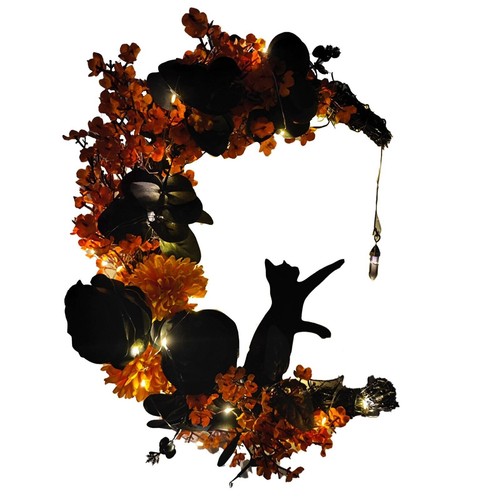 Halloween Kranz Türdeko Blume Mond Katze Wohndeko Geschenk Halloween Party - Bild 19 von 20