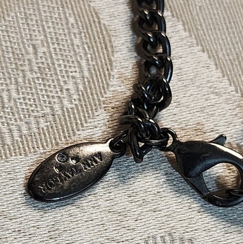 ANN TAYLOR Rare Vintage 90s Black Crystals Pendant Victorian Style Necklace - Picture 6 of 8