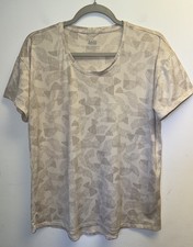 REI CO-OP Top Women's Large Sahara T-Shirt Cream Wicking UPF Hiking Geometric