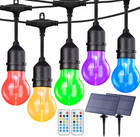 96FT Solar Outdoor String Lights with Remote, 30 Shatterproof Edison Bulbs, Dimm