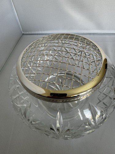 VINTAGE KRISTALL POSY ROSE SCHALE MIT ORIGINAL METALL FROSCH groß 14 cm hoch - Bild 4 von 19